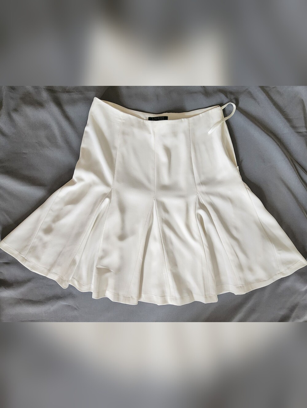 Lauren Ralph Lauren White Pleated A-Line Flare Mini Skirt